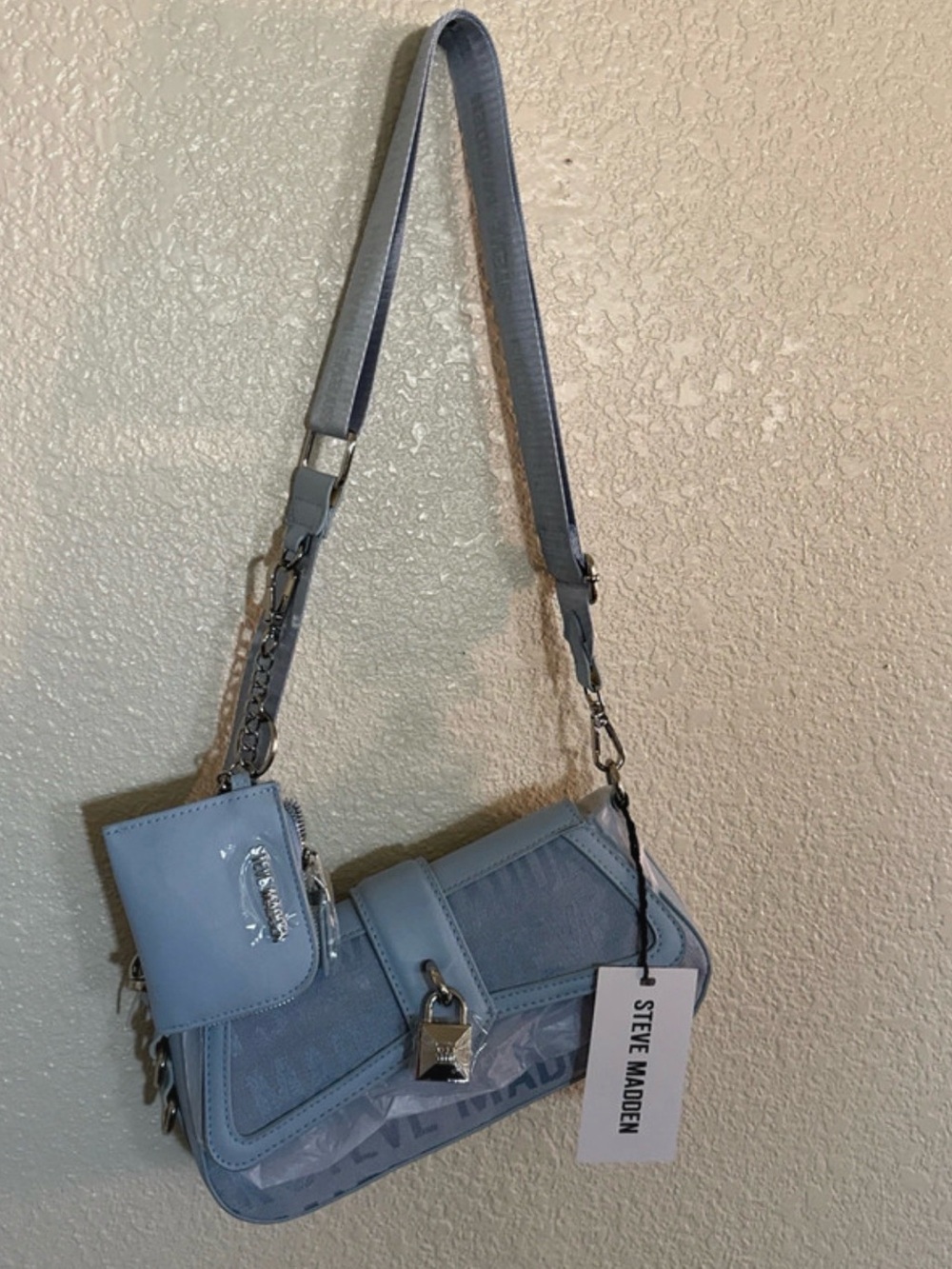 Steve Madden Light Blue Crossbody Bag with Mini Coin Wallet